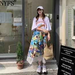 Sukienki NYFS 2023 Summer Nowa Korea Korea Plus Women Sukienka Vestidos szatę elbise luźne patchwork koronkowe sukienki na brzeg