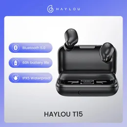 이어폰 TWS 이어 버드 Haylou T15 2200mah auriculares Xiaomai 스마트 폰 이어폰 무선 용 블루투스 무선 헤드폰