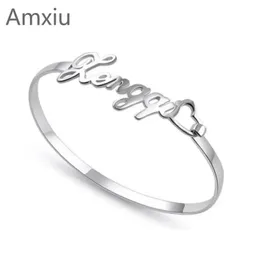 Braccialetti amxiu 100% sterling sier bracciale bracciale personalizzato qualsiasi nome braccialesco per donna accessori regalo di compleanno da uomo