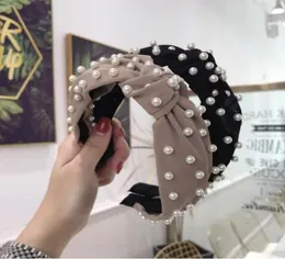 New Fashion hair accessories women039s fabric solid color beaded beads full of knots widebrimmed headband headband girl hair b8110849