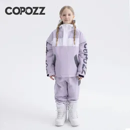 COPOZZ Children's Hodded Ski Jacket Pants Trousers Warm Waterproof Boys Girls Outdoor Snowboarding Winter Ski Suit Set Kids 240111