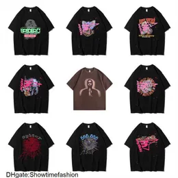 TSHIRTS SP5DER MENS KOMENS Högkvalitativ t Skjortor Fashion Letter Frame Tryckt Black Pink Men Spider T-shirt Cotton Casual Tees 3Pyn