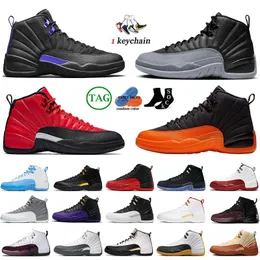 Scarpe da basket da uomo 12 alte OG 12s Jumpman Wolf Grey Field Purple Sneakers Ovo Nero Bianco Rosso Taxi Brilliant Orange Playoffs Donna Scarpe da ginnastica Sport