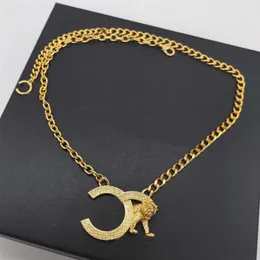 2022 Top quality Charm pendant necklace witn lion shape in 18k gold plated for women wedding jewelry gift have box stamp Brooch PS294w