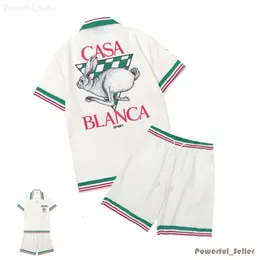 Casablanc-S 24SS Designer Men T Shirt مجموعة Masao San Print Mens قميص غير رسمي وقميص حريري قصير من الحرير جودة عالية الجودة Tees Men Tshirt 9640
