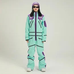 2024 Women Ski Suit Snowsuit Sport Women Ski Set Waterproof Hooded Woman Snowboard Jumpsuit Mountain Clothes Overall 240111