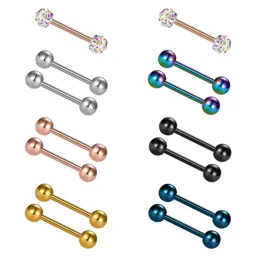 Boniskkiss 14pcs 14G 12-18mm Dil Halkaları meme ucu düz barbells çelik gövde piercing mücevher tragus lake küpe8992456