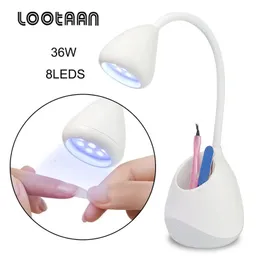 Lootaan 36W 8LEDS Nail Lamp Rotertable Tool Storage Bakeing Quickdry Curing Polish Glue Manicure Light Art Salon 240111