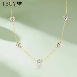 Pingentes tbcyd 5mm bolha moissanite colar gra certificado original 18k banhado a ouro 925 prata diamante gargantilha corrente para jóias femininas