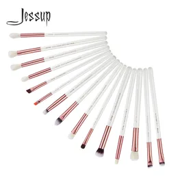 Pincéis Jessup Pincéis de Maquiagem Kit 15pcs Pérola Branco / Ouro Rosa Pinceaux Maquillage Cosmetis Ferramentas Delineador Shader Corretivo Lápis T217