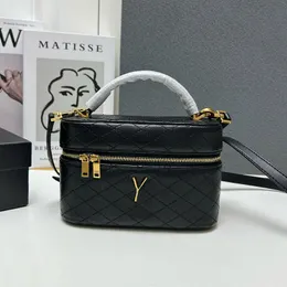 Lady Designer torebka Czarna owcza skóra mini gaby makijaż makijaż złota klamra podwójna zamek Crossbody Portfel Rękoch