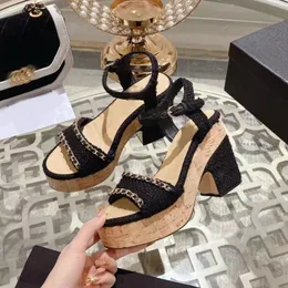 Designer women's high heel sandals Summer fashion leather waterproof table slippers Sexy party shoes Designer leather shoes 10.5cm high heel with box