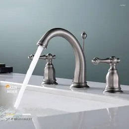 Badrumsfläckfiskar Klassisk amercian stil TAP Luxury Basin Widespead Faucet Gray Mixer and Cold Shower Room