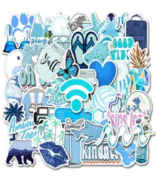 50Pcs Fresh Blue VSCO Vinyl Stickers Pack Nonrandom Graffiti Car Bike Luggage Sticker Laptop Skateboard Motor Water Bottle Decal9486238