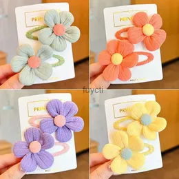 Andra konst och hantverk 2-delade setchildren's Cute Fabric Flower Pair Clip Hair Accessories Girl Hairpin Temperament Clip Baby Headdress Wholesale YQ240111