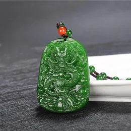 Hängsmycken kinesiska grön jade drake jade hängsmycken lycklig lyckosam amulett jade halsband hängen jade fina smycken