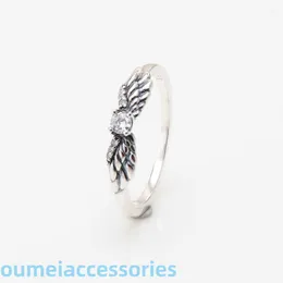 jewellery Designer Pandoraring Dora's Band Rings S925 Silver Product Sparkling Fashion Light Luxury Angel Wings Ring