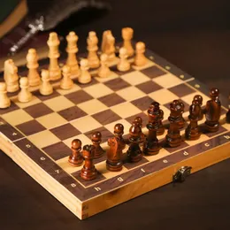 Duże magnetyczne drewniane składane szachy zbiór Felfour Game Board 39 cm*39 cm wnętrza przechowywania dorosłych dzieci prezent rodzinna gra szachowa 240111