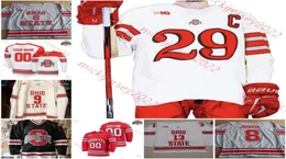 Custom Stitched Ohio State Buckeyes Hockey Jersey 14 Austin Pooley 40 Ronnie Hein 79 Carson Meyer 4 Layton Ahac 16 Quinn Preston 65777293