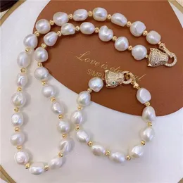 Imposta set di gioielli di perle barocche da 1011 mm, bracciale con collana girocollo di perle d'acqua dolce naturali per il regalo di moda delle donne