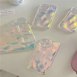 Custodia per telefono laser Aurora di lusso per iPhone 15 11 12 13 Pro Max 14 Plus Custodia morbida in silicone TPU IMD Custodie per ologramma Fundas 200 pezzi