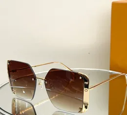 Metal Square Sunglasses Gold Brown Gradient Women Women Designer Sunglasses Shades Sunnies Gafas de Sol UV400 Eyewear com caixa