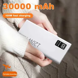 Power Bank для сотовых телефонов 30000 мАч, 120 Вт, Power Bank большой емкости, сверхбыстрая зарядка для iPhone Samsung, ультратонкий портативный цифровой дисплей PowerbankL240111