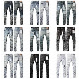 Designer jeans high street vintage stil färg bläck blå lappar byxor knähål design mäns personliga mångsidiga trasiga stretch jeans