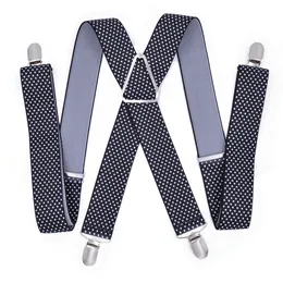 Suspensórios grandes resistentes para homens ajustáveis elásticos x calças femininas suspensórios para calças 55 polegadas clipes impressão ponto em preto 240111