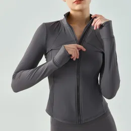 Stylisches Damen-Sweatshirt 2024 Damen-Yogabekleidung Netzwerk roter Sportmantel enge Yoga-Kleidung schnell trocknend Größe Top Stehkragen Strickjacke Lauf-Fitnessjacke Z6