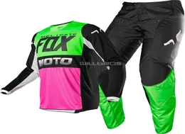 DELICATE FOX New Racing 180 Fyce MX Offroad Dirt Bike ATV Jersey Hose Combo MultiPinkGreen3719846