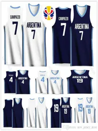 Drużyna Pucharu Świata 2019 Argentina Basketball Jerseys 4 Luis Scola 7 Facundo Campazzo 8 Nicolas Laprovittola 14 Gabriel Deck 29 Patric3119954