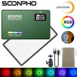 Akcesoria Soonpho P10 RGB Kamera LED światło Pełna kolor lampy wideo Zestaw wideo Dimmable 2500K8500k Bicolor Light Light Cri 95+