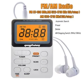 Radio Mini FM/AM Radio Pordelable Pocket Radio z LED Display 3,5 mm Słuchawczy Instrukcja obsługi słuchawkowej/Auto Zapisz stacja 9K/10k Odbiornik