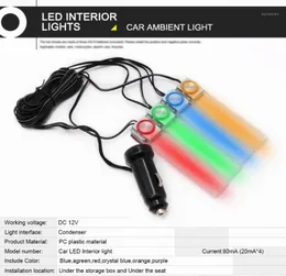 4 pçs luzes da atmosfera do carro rgb led tira luz cores estilo do carro lâmpadas decorativas interior lâmpada acessórios de retroiluminação automática 12v18154787