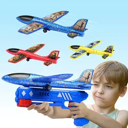 Avião lançador de brinquedo espuma planador aviões para crianças presentes ao ar livre catapulta arma mão jogar tiro rotunda brinquedos esportivos 240110