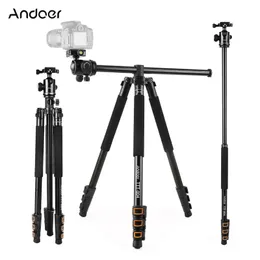 Monopiedi Andoer Ttt004 Treppiede per fotocamera in lega di alluminio da 200 cm Monopiede con montaggio orizzontale con testa a sfera 4 sezioni allungabile per fotocamere DSLR