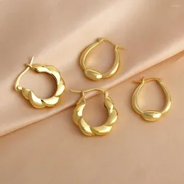 Hoop Earrings Large Creative Design Twisted Half Round C-shaped For Women Gold Plated Simple Jewelry Ersv90