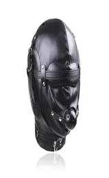 Черная качественная маска с полной повязкой на глаза, капюшон с кляпом во рту, удерживающая ткань R526596016