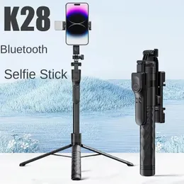 Monopods FGCLSY 2023 New K28 Wireless Bluetooth Selfie Stick Tripod With Remote Shutter For Live Broadcasting Smartphone holder Monopod