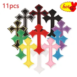 11pcs Cross Iron on Patches Lot Bulk Wholesale Pack Embroidered for Clothes Designer Mochila Diy Parches Jacket Thermal Naszywka