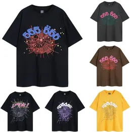 Homens camisetas Designer Camiseta Rosa Young Thug Spder e Mulheres Premium Espuma Imprimir Spiderweb Padrão de Alta Qualidade Moda Top Manga Curta