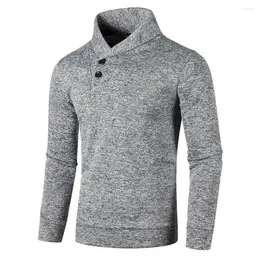 Herren-Kapuzenpullover, Herbst-Sweatshirt, stilvolle, mittellange Sweatshirts mit Stehkragen, Knopfdekoration für den Winter, weich, dick, schützend