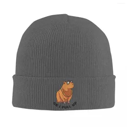Berets Capybara Óculos Chapéu de Malha Gorros Chapéus de Inverno Quente Casual Ok I Pull Up Caps para Homens Mulheres