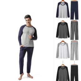 Primavera ed estate Modal 2 set di pigiami da uomo Homewear Pantaloni da uomo a maniche lunghe di grandi dimensioni Abiti autunnali Vestiti che toccano il fondo 240111