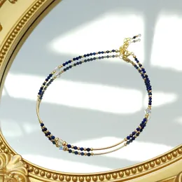 Anklets lii ji lapis lazuli citrine mondstein 14k Gold gefüllt Austia Crystal Fachlet 24+3 cm Handamde Schmuck für Frauen Geschenk