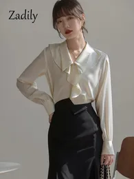 Zadily Auutmn Office Lady Camicetta da donna a maniche lunghe Camicia stile coreano Ruffleless Solid Elegante Camicie da donna Abbigliamento da lavoro Top 240111