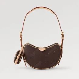 Женская дизайнерская сумка через плечо CROISSANT в форме полумесяца, кошельки для подмышек, сумки большой емкости, коричневая сумка на молнии на плече с кошельком M46828