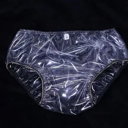 5XL-S Sexy Full Transparent Black Lace PVC Underpants Soft Smooth Silent Waterproof Briefs ABDL Plastic Adult Diaper Panties 240110