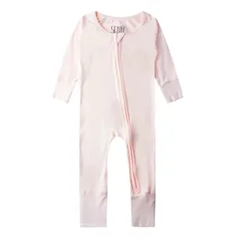 Bamboo Spandex Double Zipper Sleepers Children Toddler Sleepwear Rompers 240111